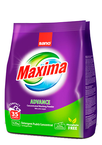 Detergent pudră de rufe  Sano Maxima ADVANCE, 1.25 kg