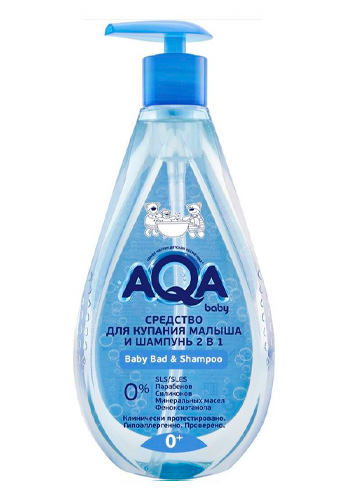 Soluție de baie și șampon 2 în 1 AQA Baby, 250 ml