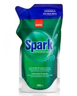 Detergent de vase Sano Spark Cucumber-Lime rezervă, 500 ml