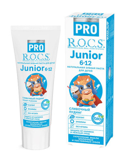 Pastă de dinți R.O.C.S. PRO Junior Budincă cremoasă (6-12 ani), 74 g